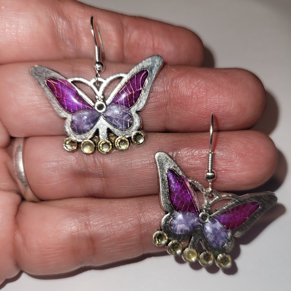 Butterfly Earrings with Rhinestones